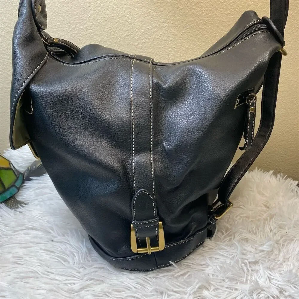 Nine West  Conversion Black Backpack & Purse Front Buckle Pocket